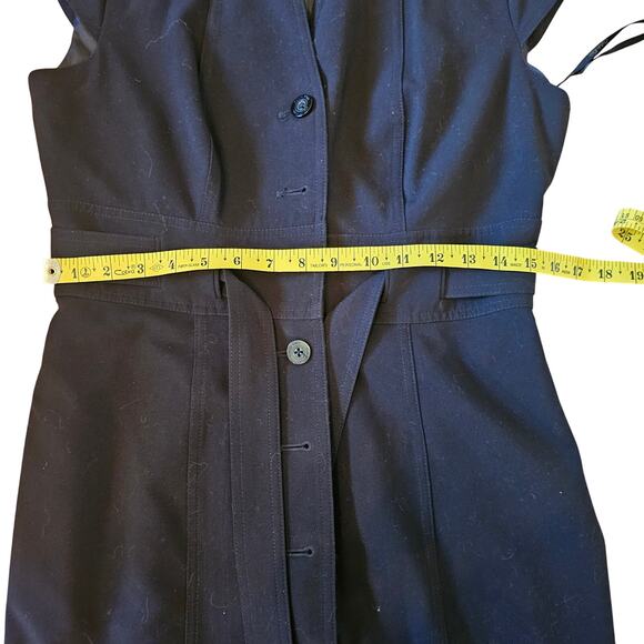 Calvin Klein Black Belted Button Front Fitted Shirt Dress Size 8 - Picture 7 of 9